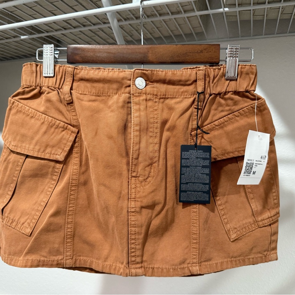 Tan Cargo Mini Skirt